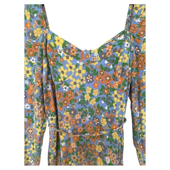 ASOS Floral Long Sleeve Mini Dress size 14 - Picture 2 of 5